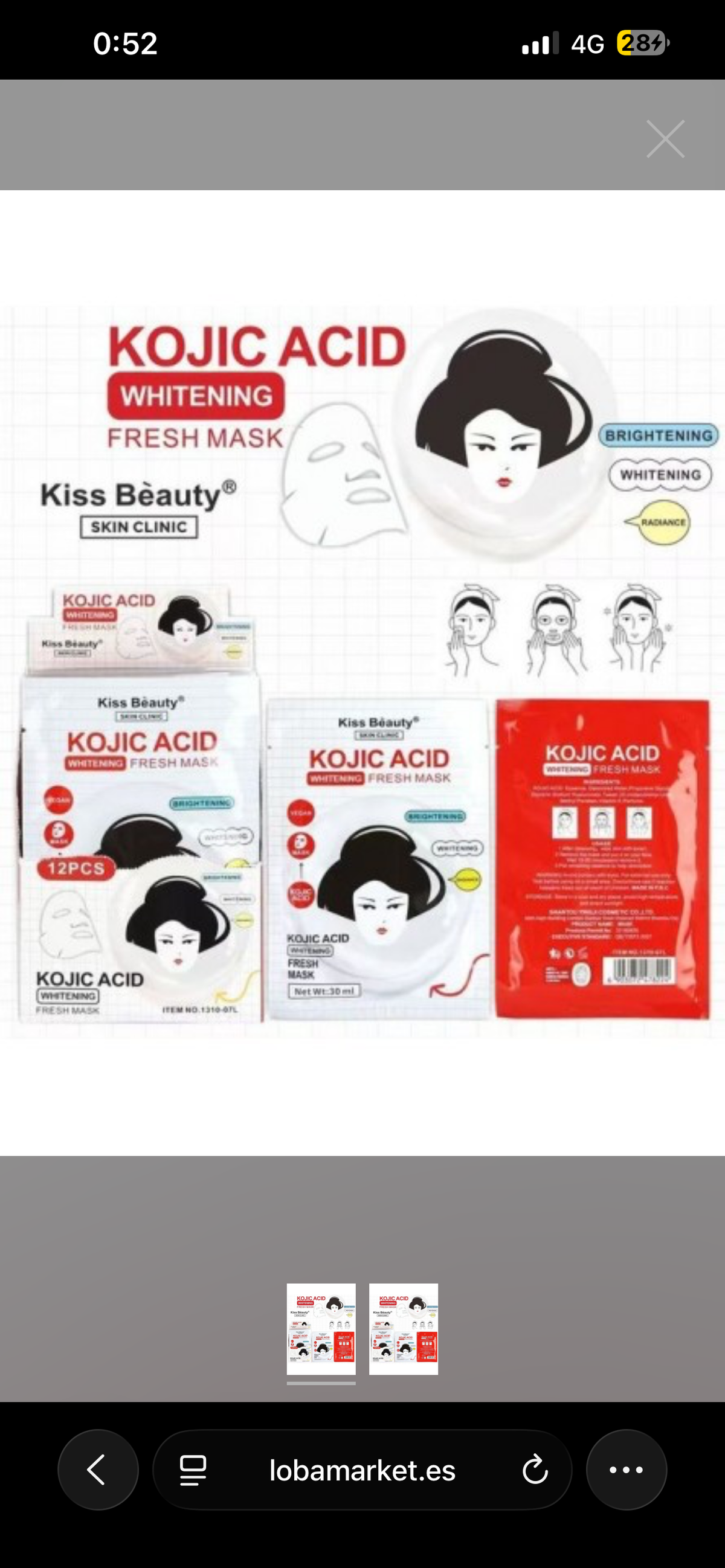 MASCARILLA FACIAL ACIDO KOJICO