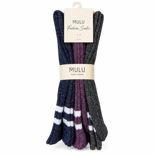 Pack de tres pares calcetines MULU de brillo variados