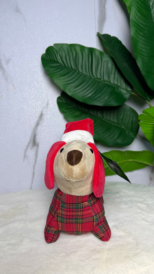 Pisapuertas navideño perro de cuadros