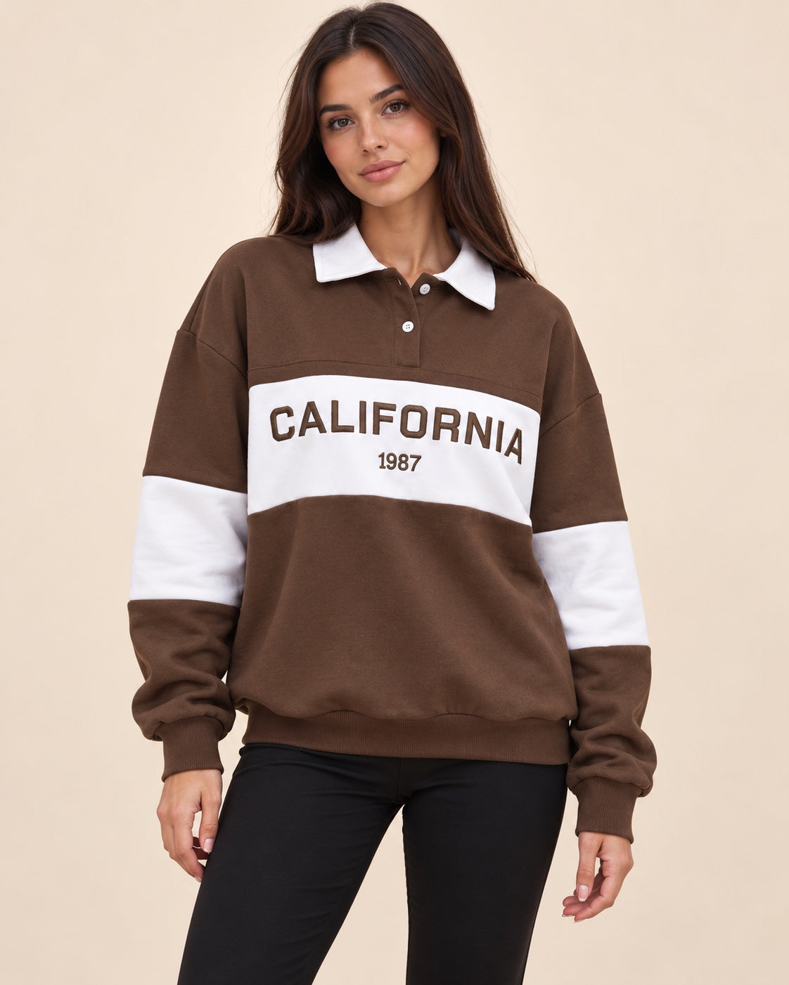 Sudadera California marrón y blanco