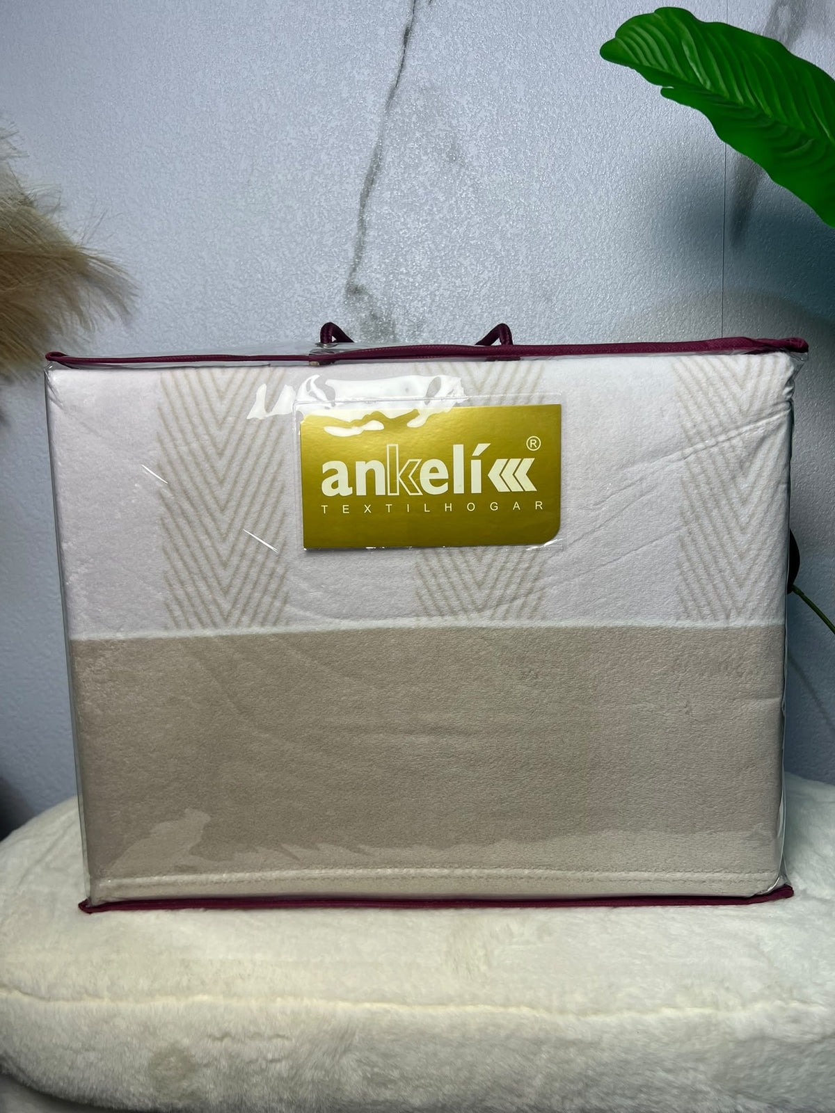 Sábanas de coralina Ankeli espiga beige para cama de 105 cm