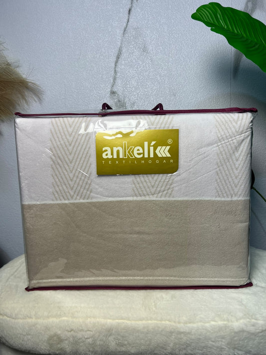 Sábanas de coralina Ankeli espiga beige para cama de 105 cm