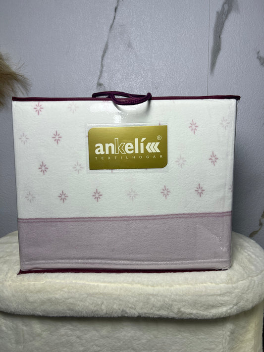 Juego de sábanas de coralina Ankeli · copos Rosa · Cama de 90 cm