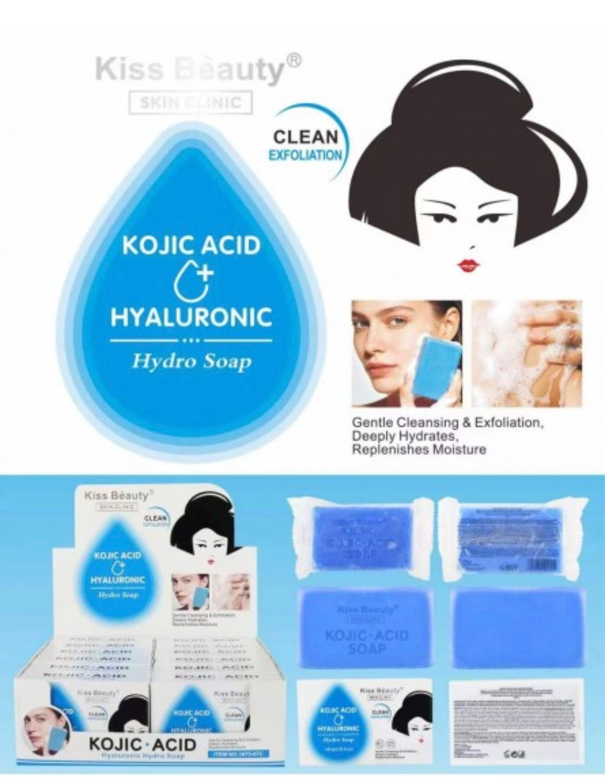 PASTILLA JABON LIMPIEZA EXFOLIANTE ACIDO KOJICO ACIDO HIALURONICO