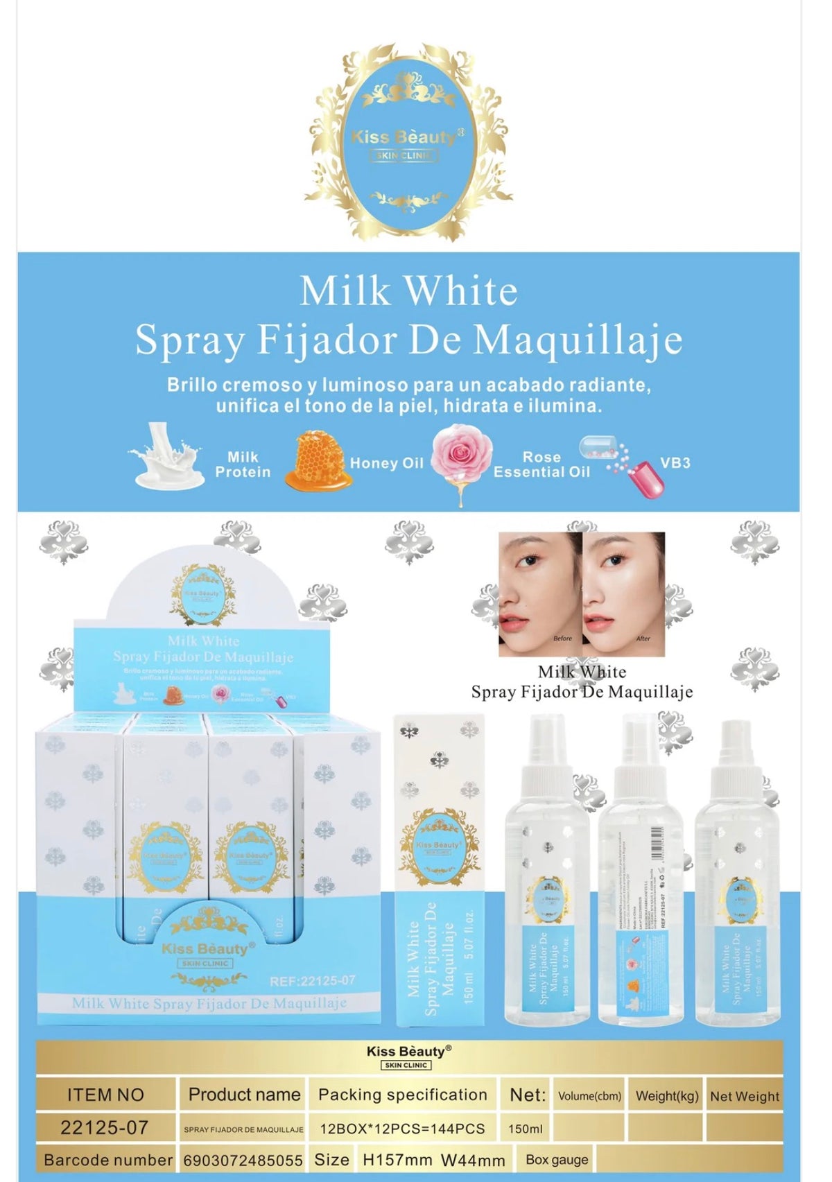 Spray fijador maquillaje milk white