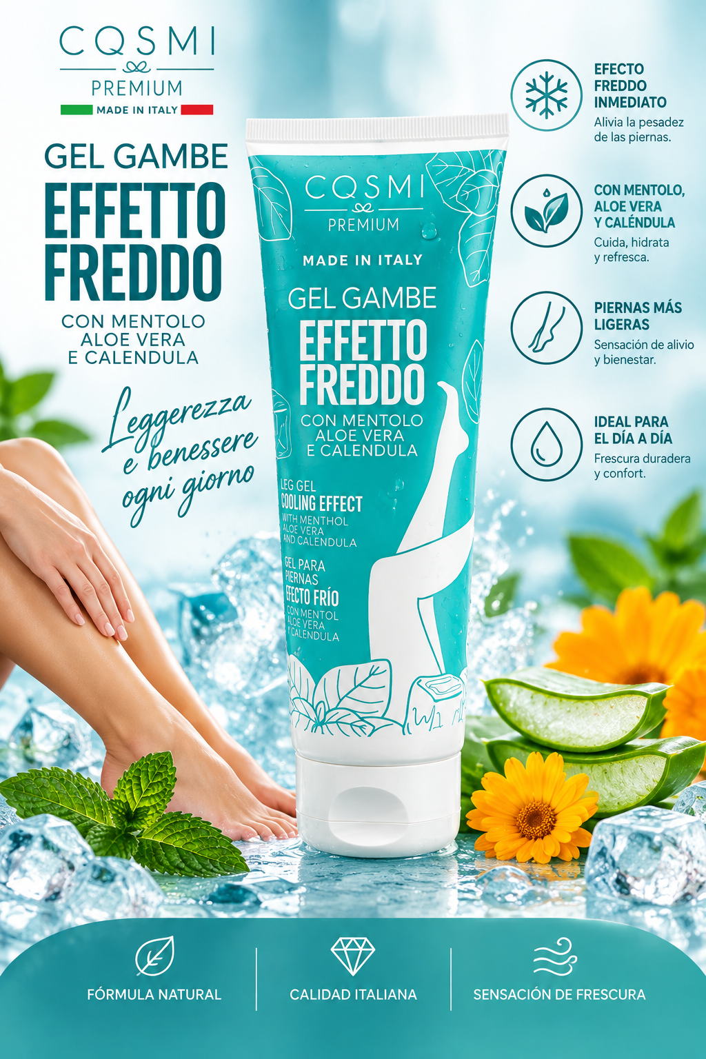 Gel efecto frío piernas