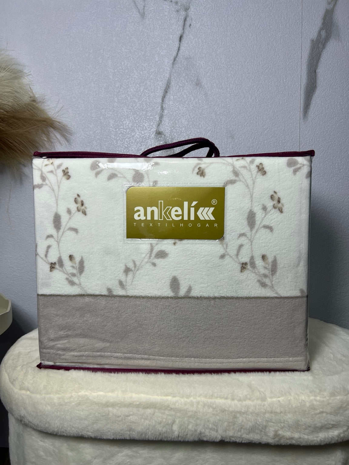 Juego de sábanas Ankel estampado floral blanco y gris para cama de 90 cm