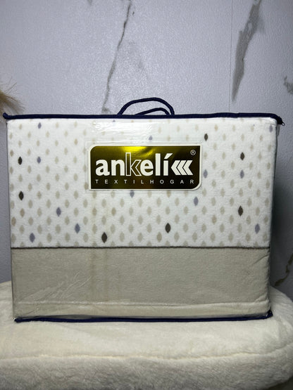 Juego de sábanas de coralina Ankelikk beige con pequeñas motitas para cama de 105 cm