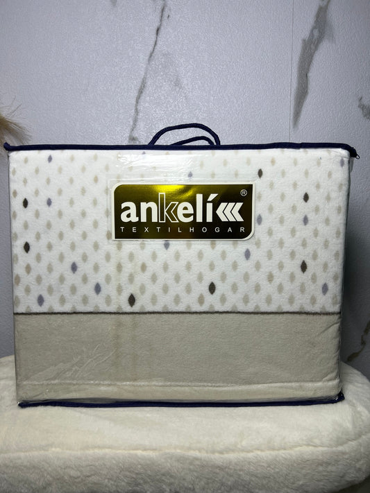 Juego de sábanas de coralina Ankelikk beige con pequeñas motitas para cama de 105 cm