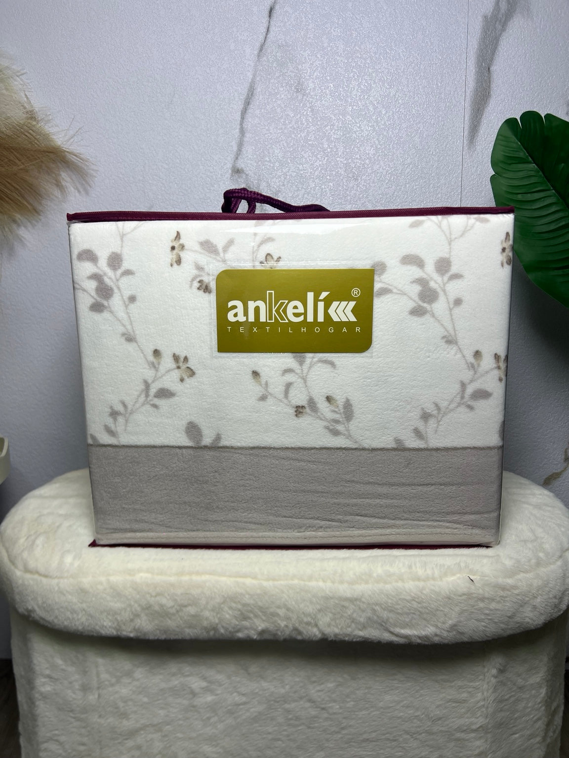 Juego de sábanas de coralina Ankelikk floral beige y gris para cama de 105 cm