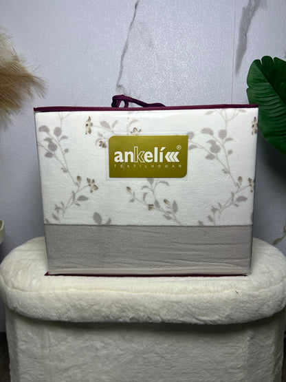 Juego de sábanas de coralina Ankelikk floral beige y gris para cama de 105 cm