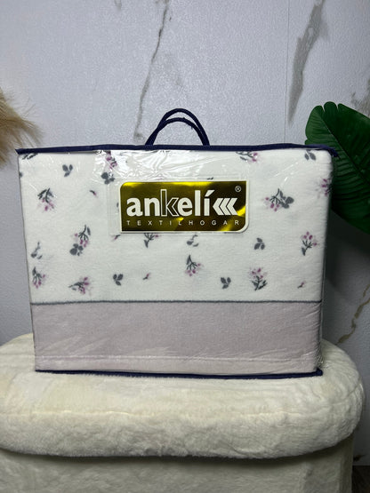 Juego de sábanas Ankelikk coralina cama 150, estampado floral gris y malva