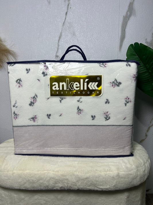 Juego de sábanas Ankelikk coralina cama 150, estampado floral gris y malva