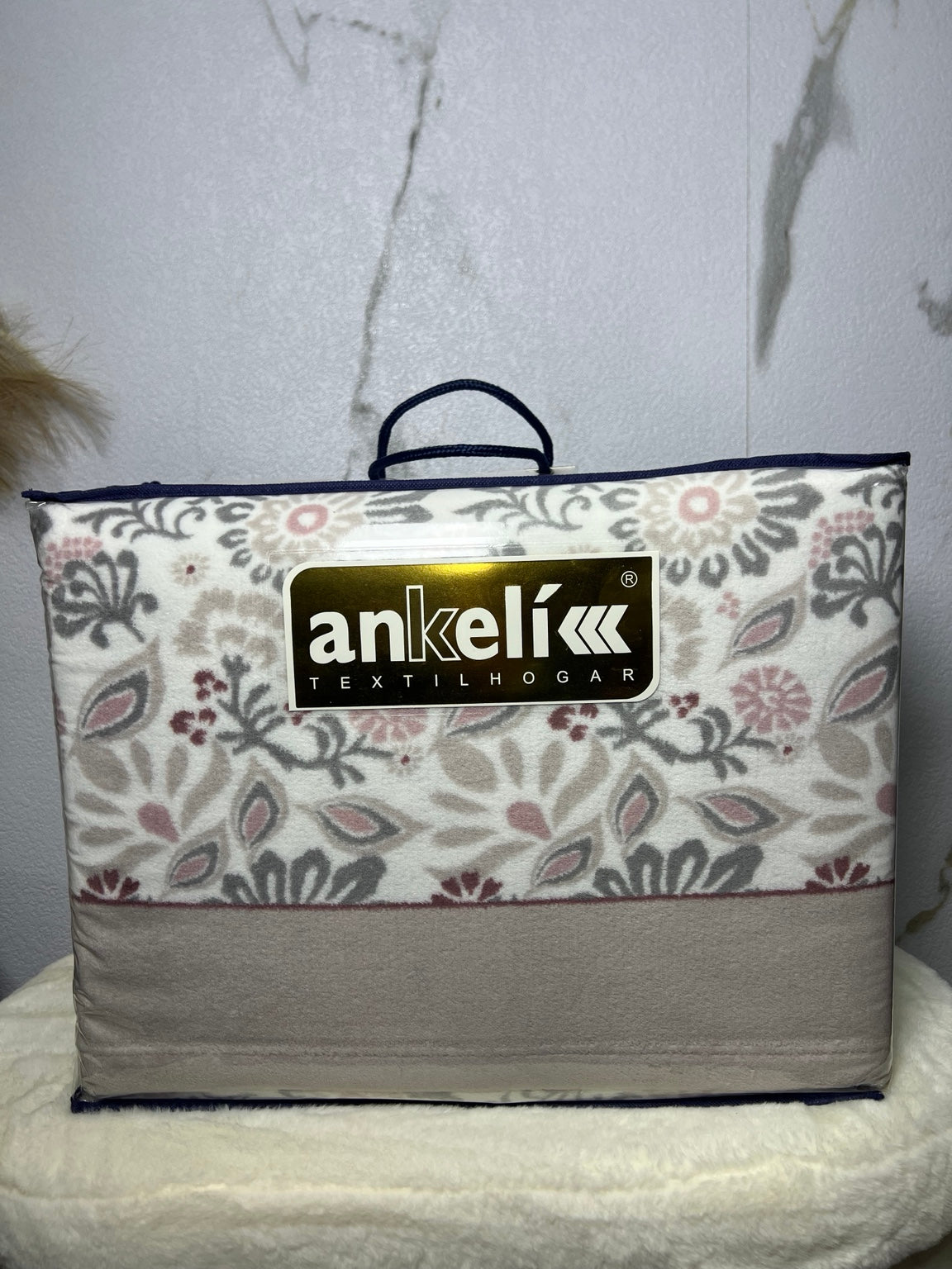 Juego de sábanas Ankelikk coralina estampado floral rosa y gris, cama de 180 cm