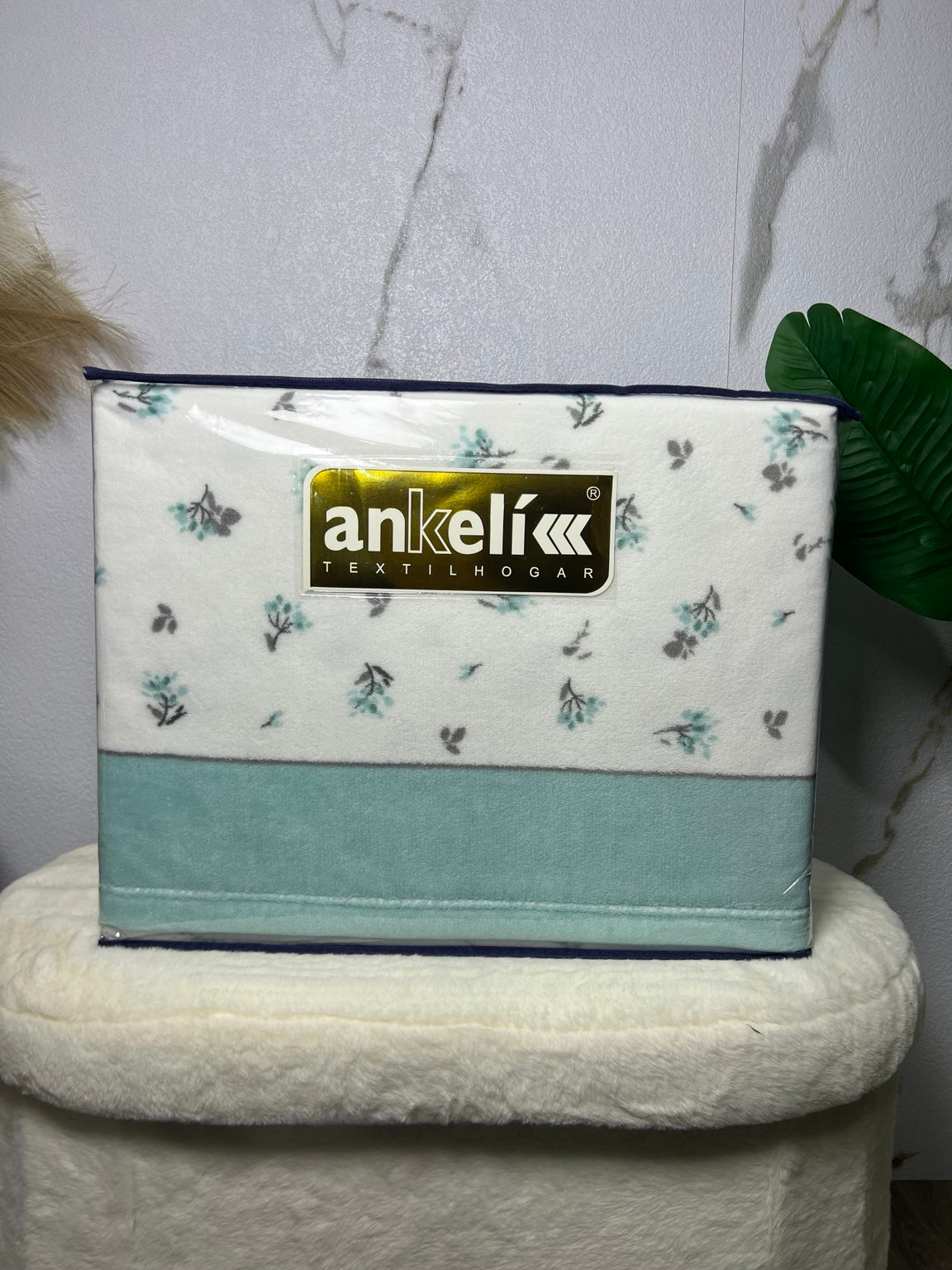 Juego de sábanas de coralina Ankelikk floral gris y turquesa para cama de 90 cm