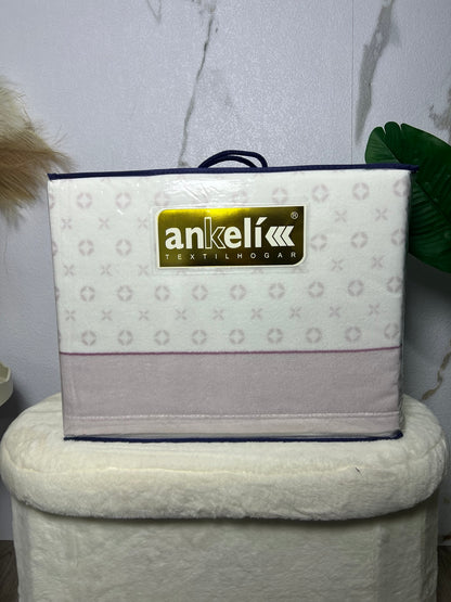 Juego de sábanas de coralina Ankelikk geométrico malva y gris para cama de 90 cm