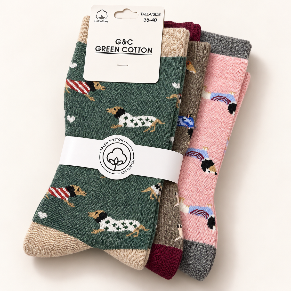 Detalles de calcetines estampados de perros salchicha