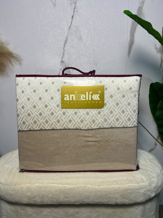 Juego de sábanas Ankelikk con estampado geométrico beige para cama de 180 cm