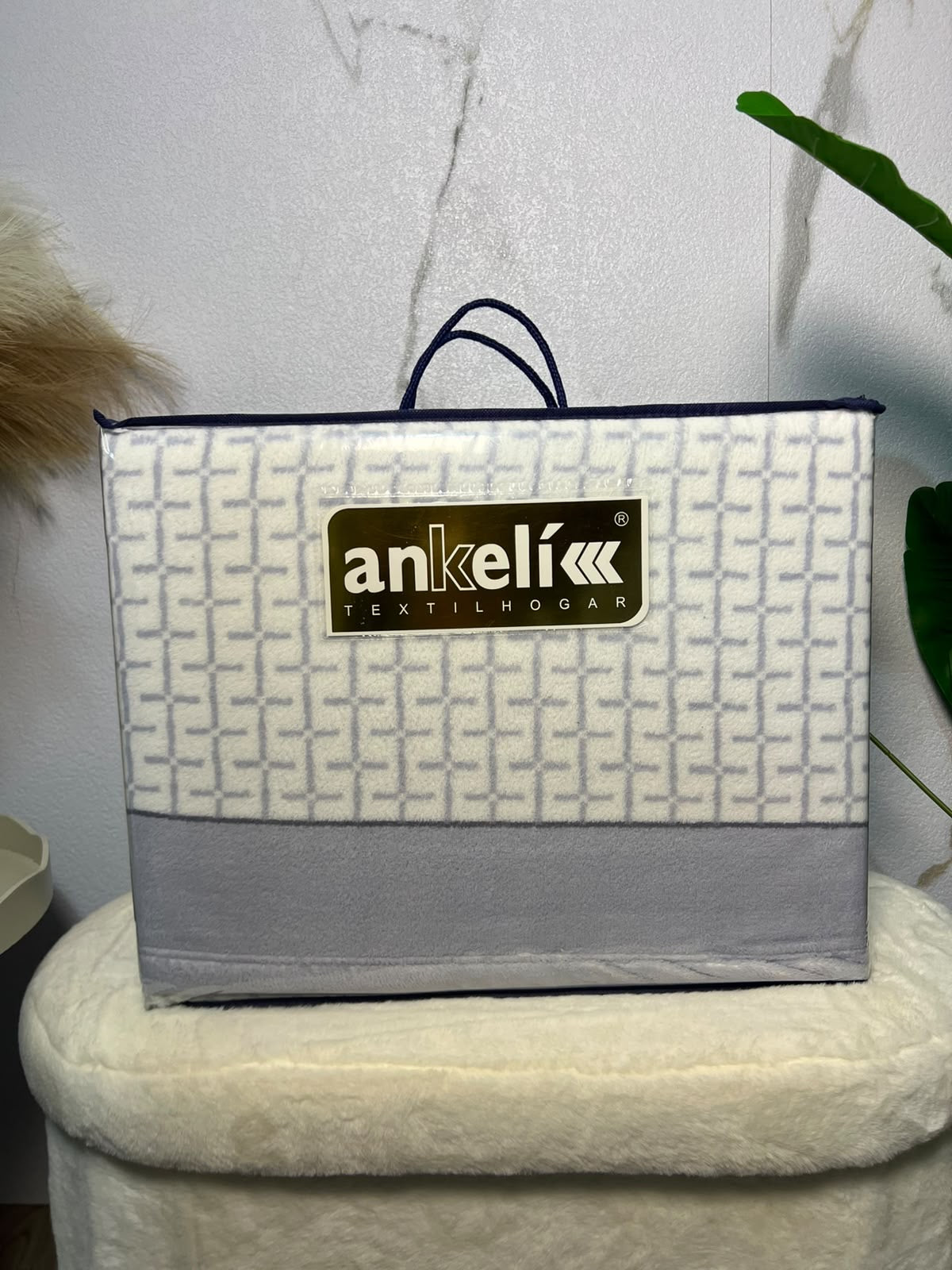 Juego de sábanas Ankelikk para cama de 135 con líneas geométricas grises