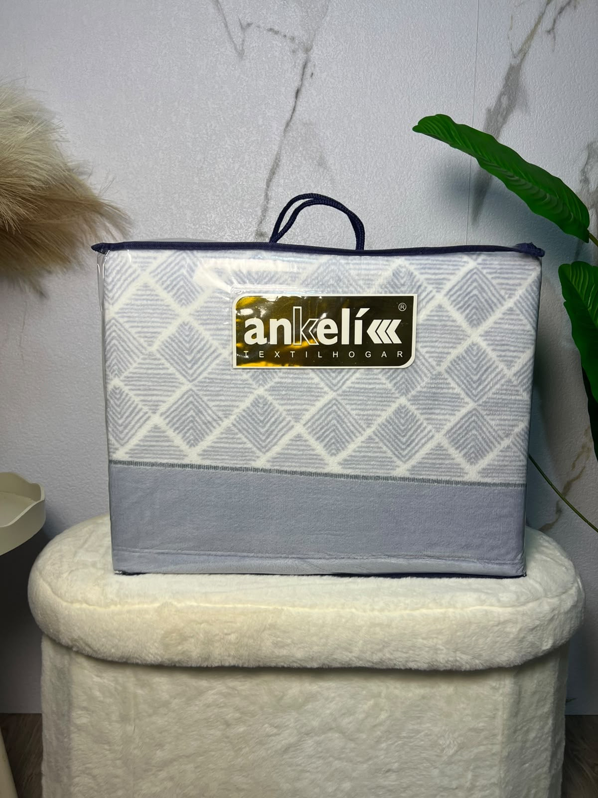 Juego de sábanas de coralina Ankelikk, estampado de rombos grises, tamaño de cama de 135