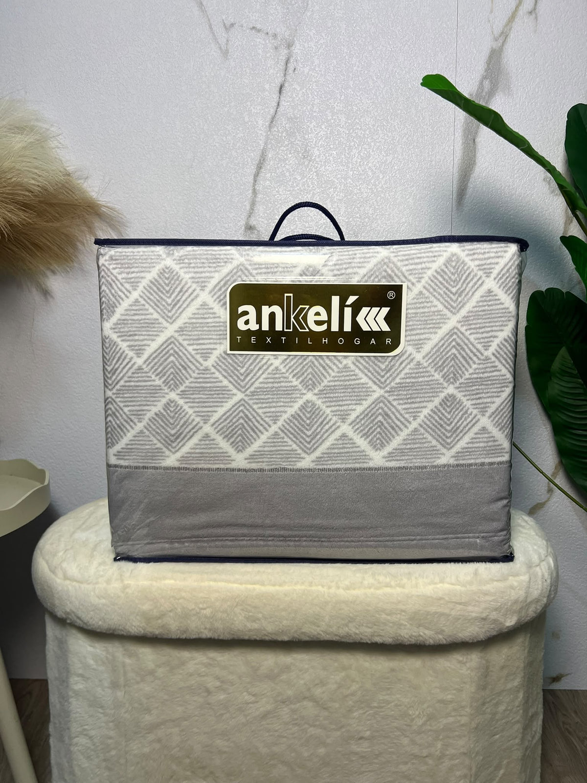 Juego de sábanas Ankelikk de rombos grises, cama de 200 cm