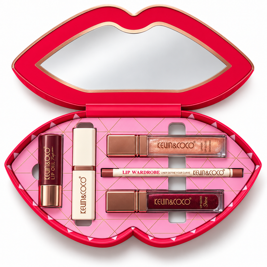 Contenido del estuche de labios Kevin & Coco abierto