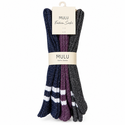Pack de tres pares calcetines MULU de brillo variados