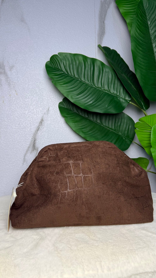 Bolso de mano grabado marrón
