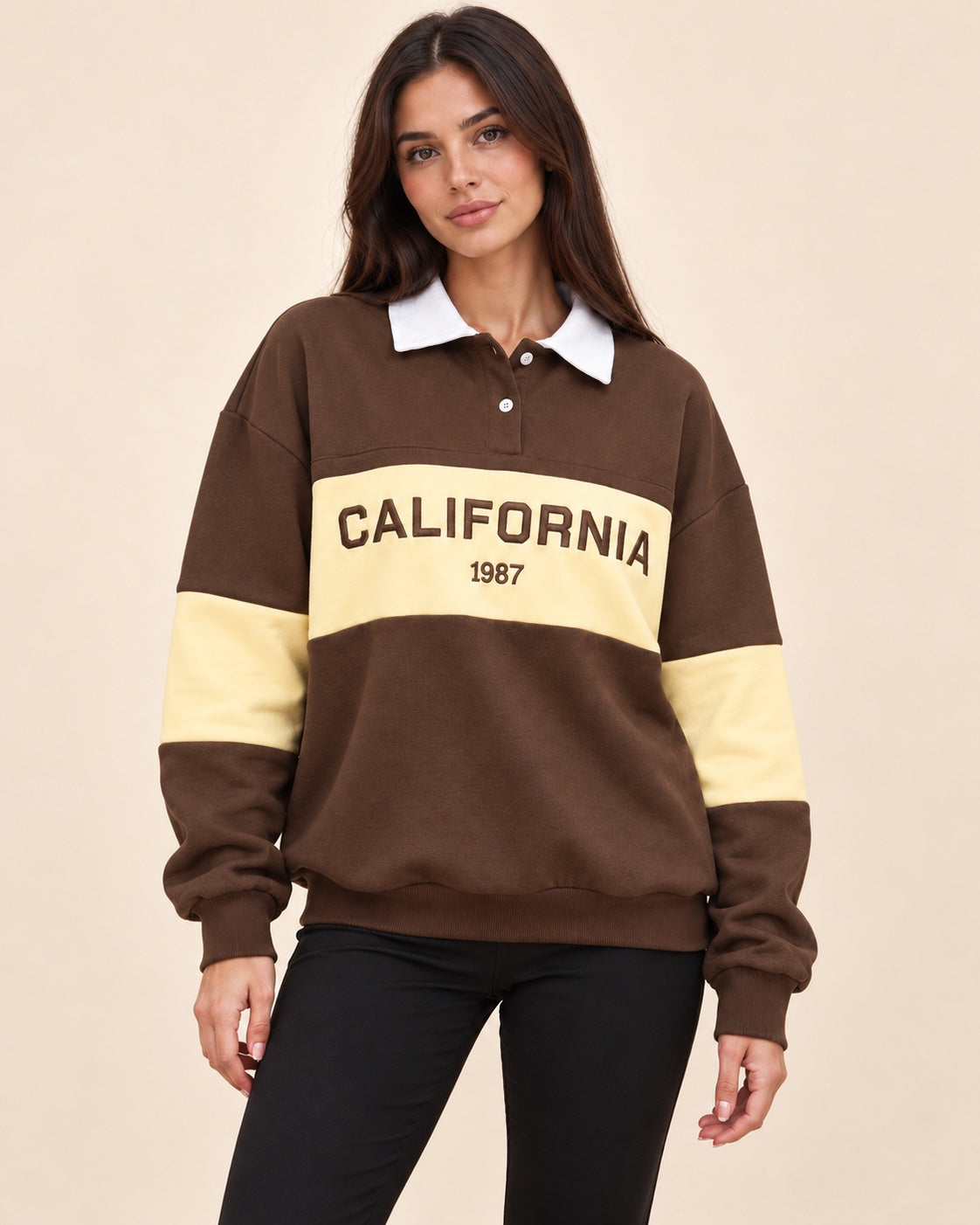 Sudadera California marrón y amarillo