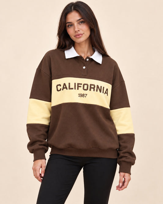 Sudadera California marrón y amarillo